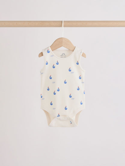 Navy/Red Stripe Baby Bodysuits 5 Pack image 7