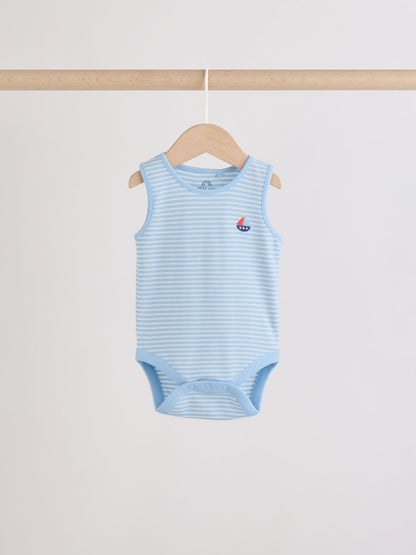 Navy/Red Stripe Baby Bodysuits 5 Pack image 8