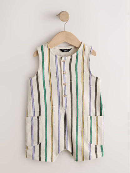 Multi Striped Textured Cotton Romper (3mths-7yrs) image 1