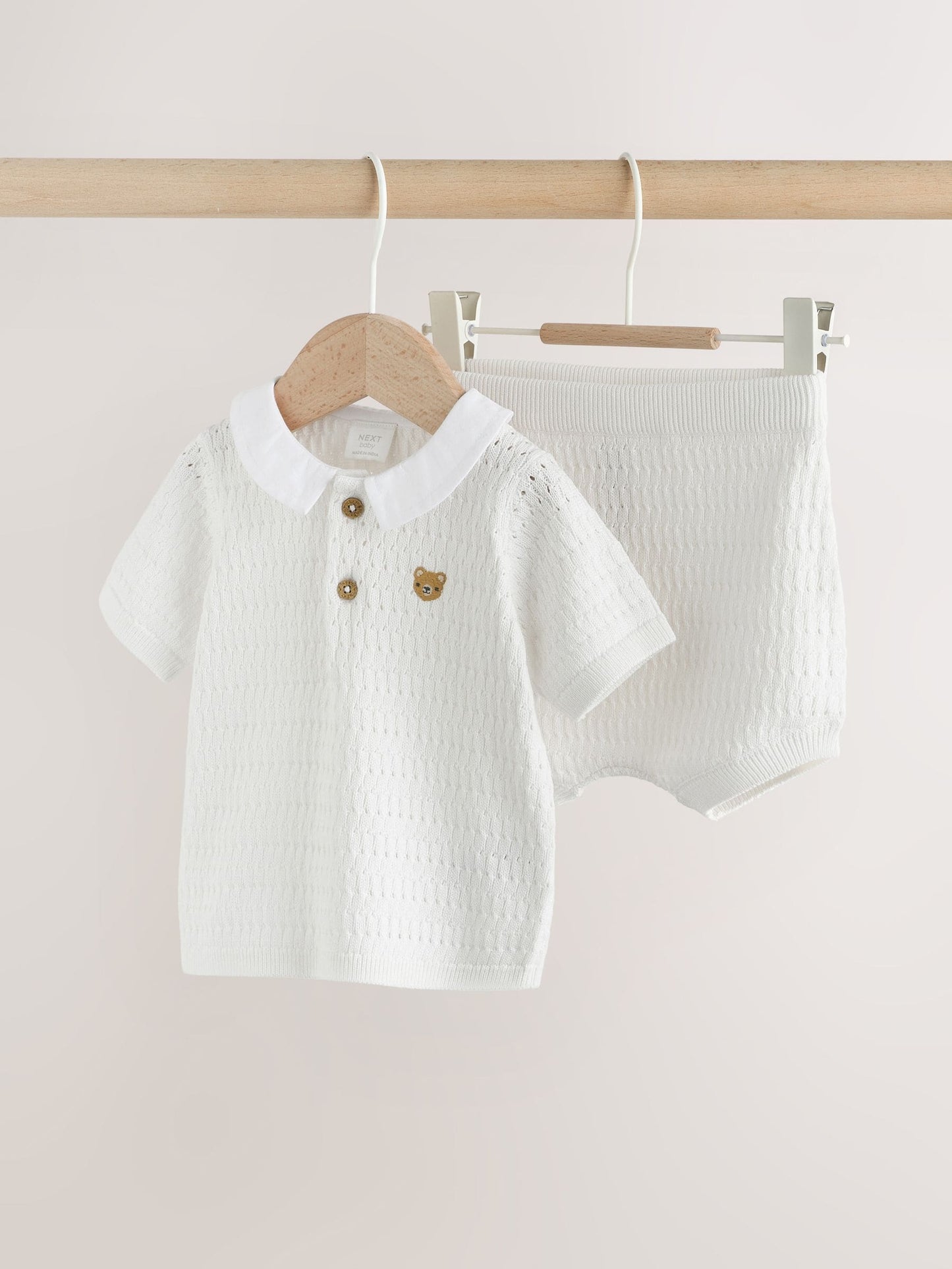 White Collared Knit Top and Shorts Baby Set (0mths-2yrs) image 4