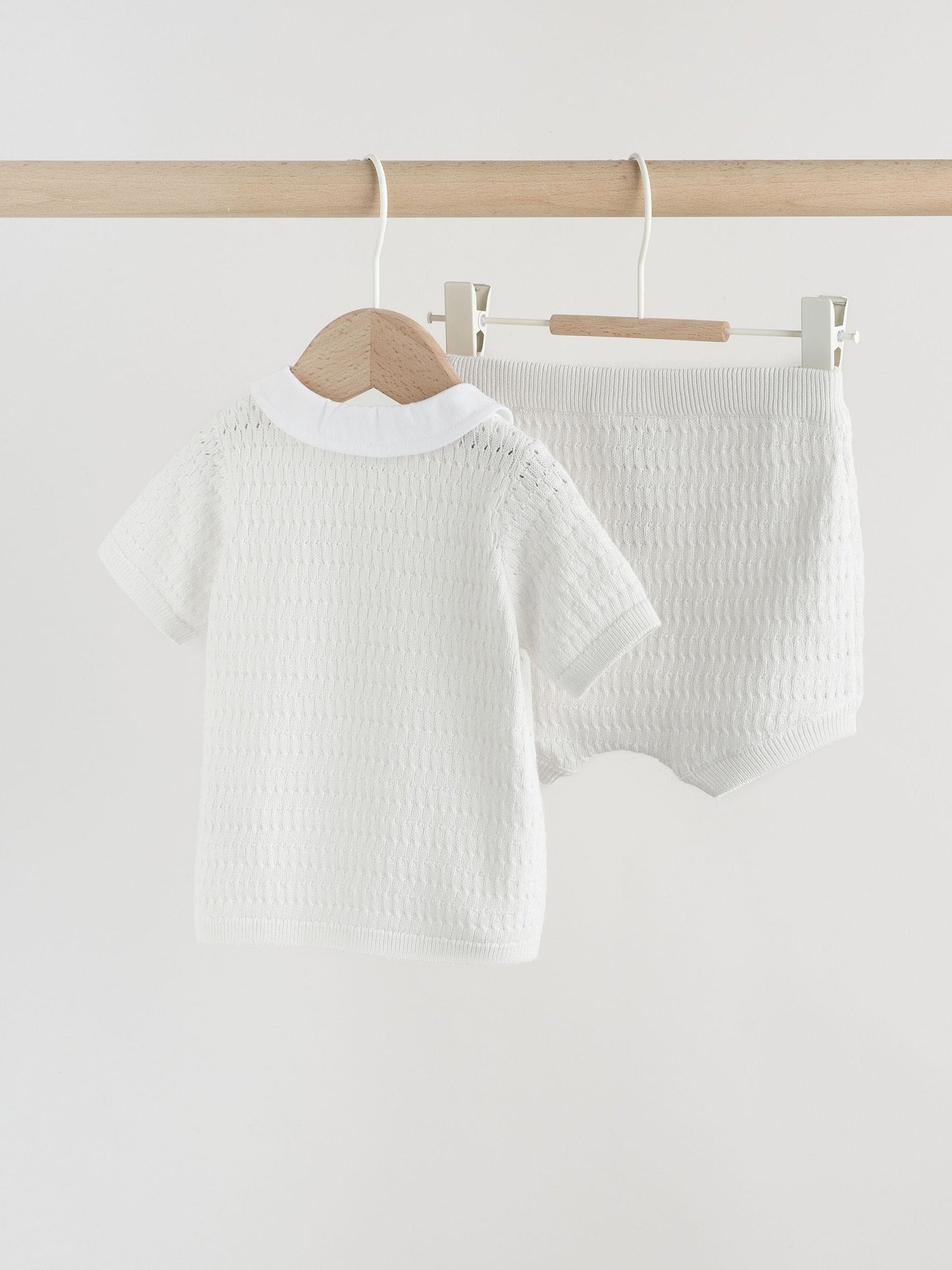 White Collared Knit Top and Shorts Baby Set (0mths-2yrs) image 5