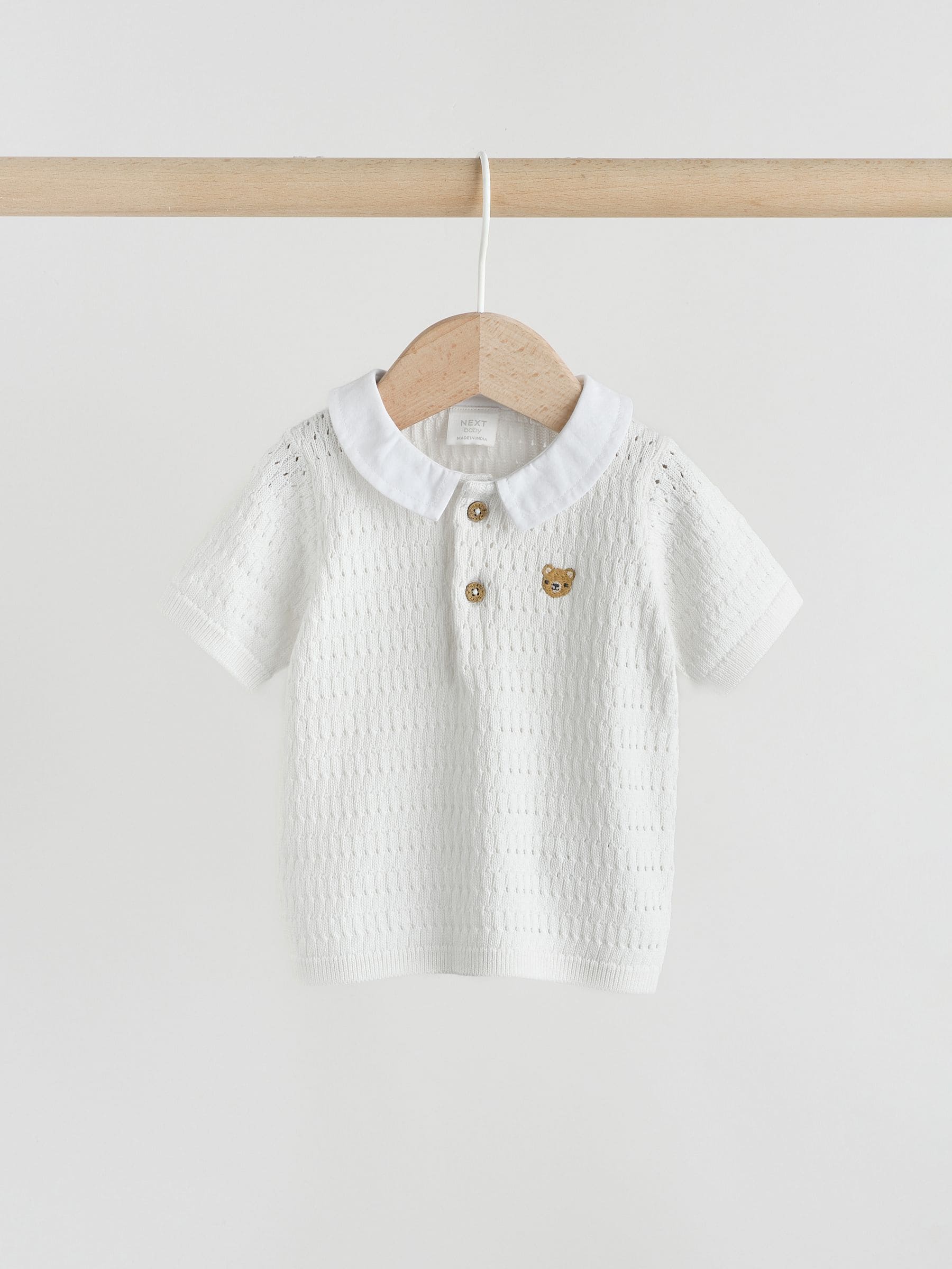 White Collared Knit Top and Shorts Baby Set (0mths-2yrs) image 6