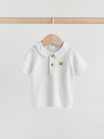 White Collared Knit Top and Shorts Baby Set (0mths-2yrs) image 6