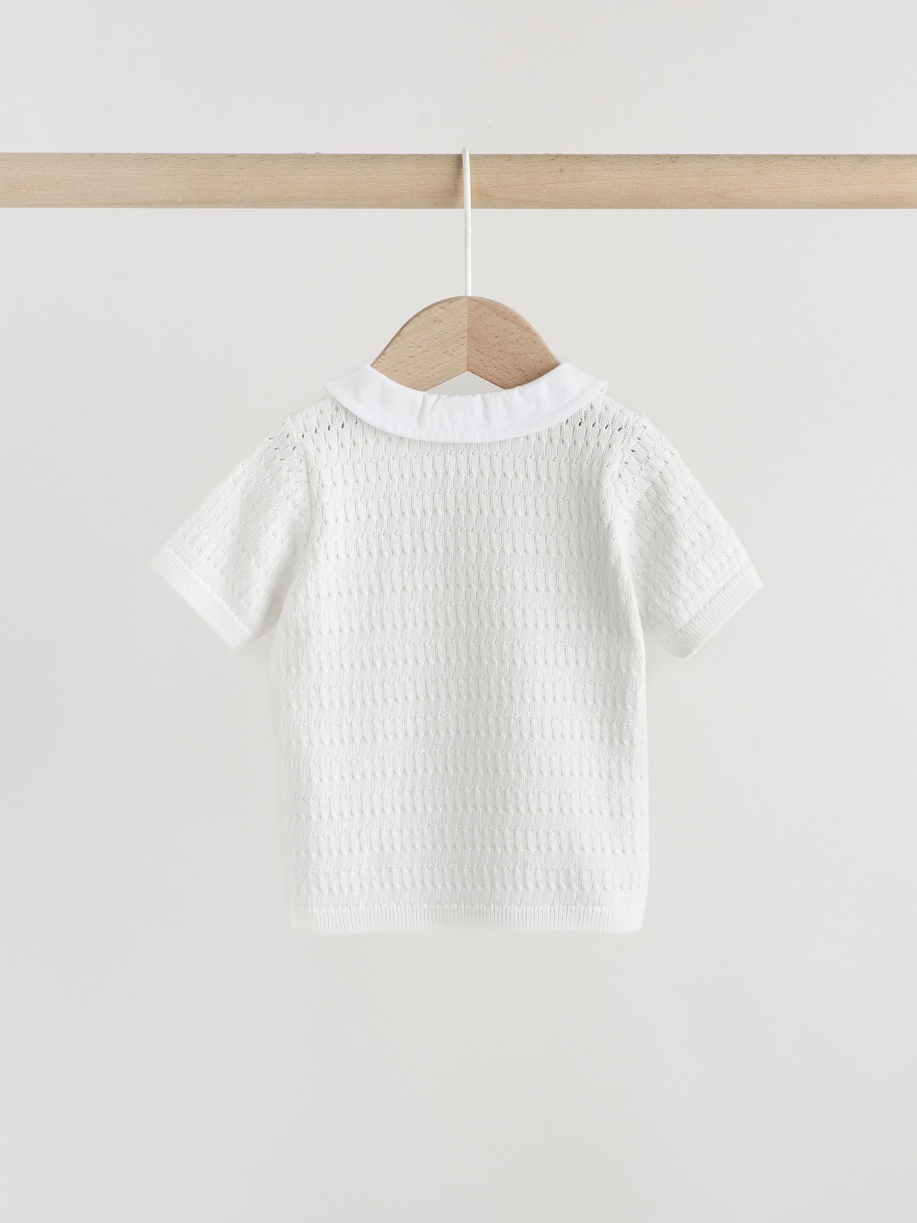 White Collared Knit Top and Shorts Baby Set (0mths-2yrs) image 7