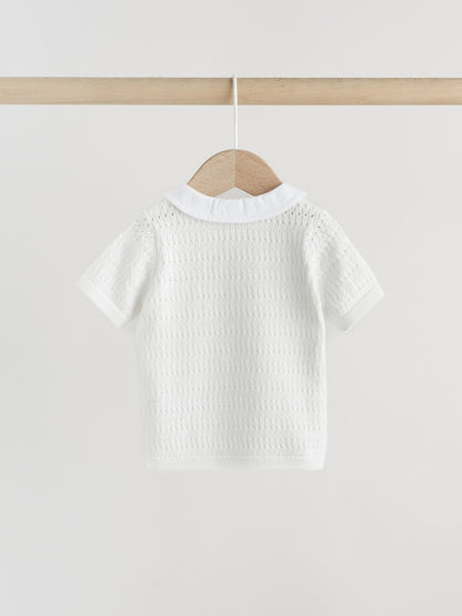 White Collared Knit Top and Shorts Baby Set (0mths-2yrs) image 7