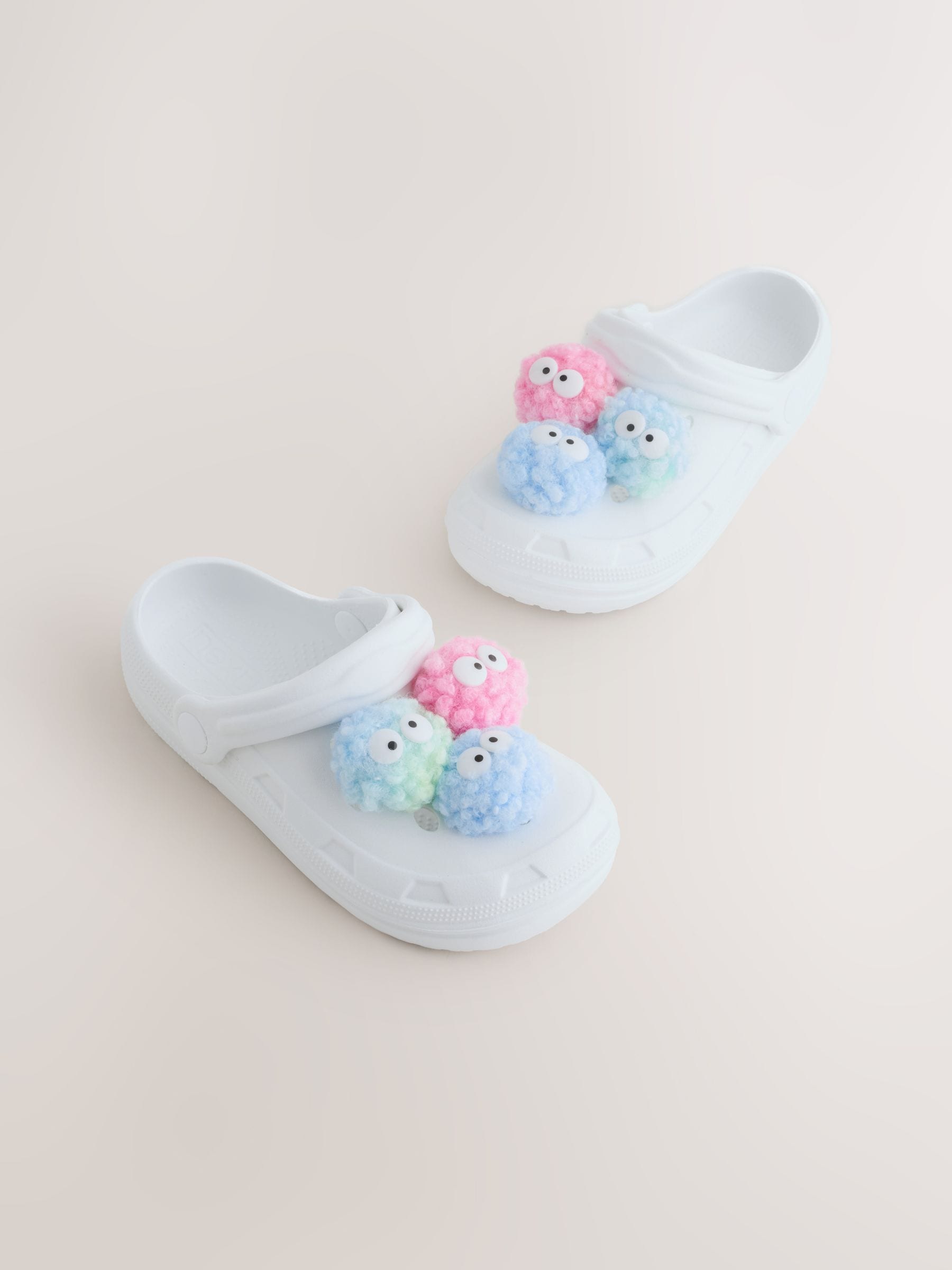 White Monster Pom Clogs image 1