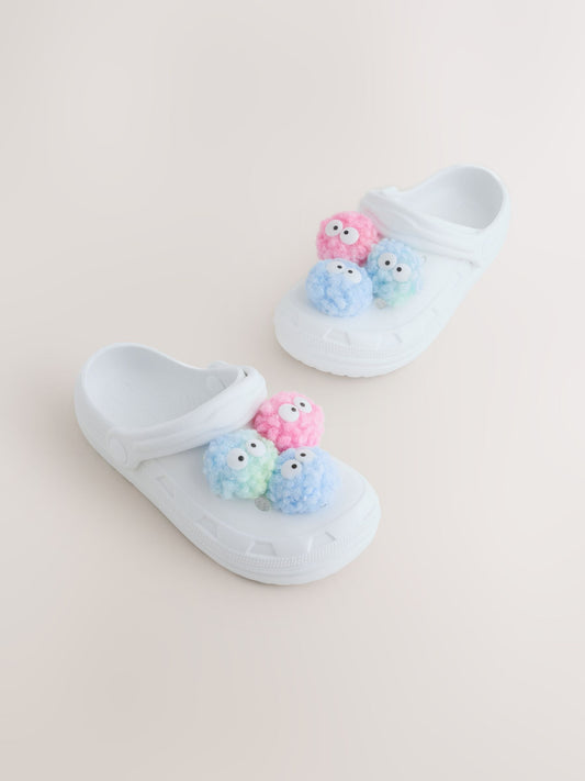 White Monster Pom Clogs image 1