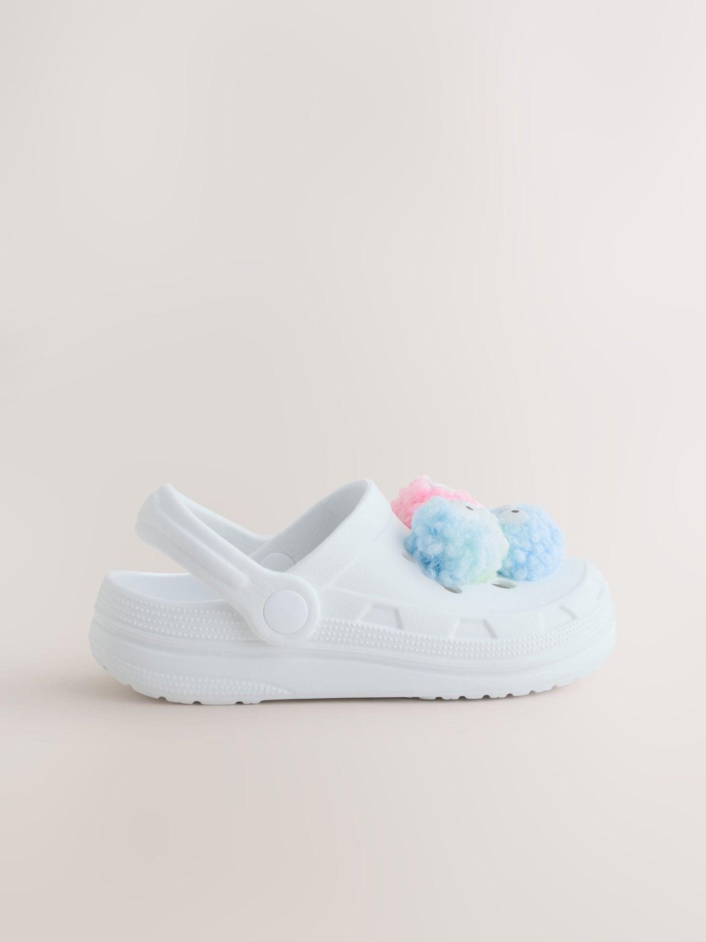 White Monster Pom Clogs image 2