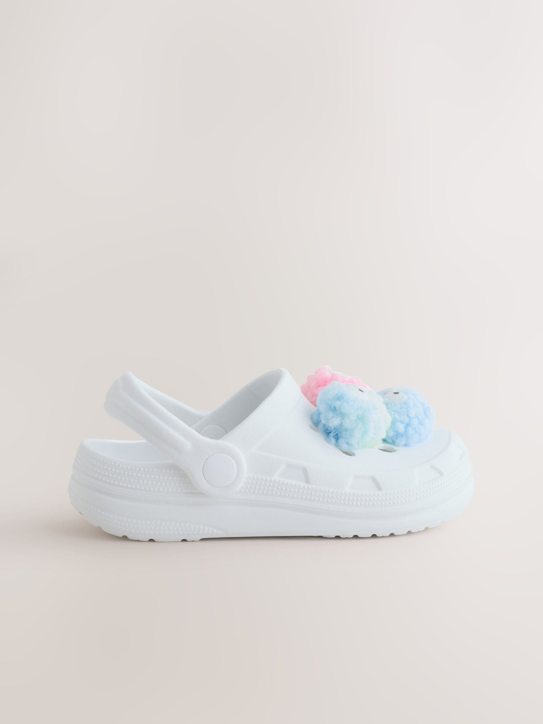 White Monster Pom Clogs image 2