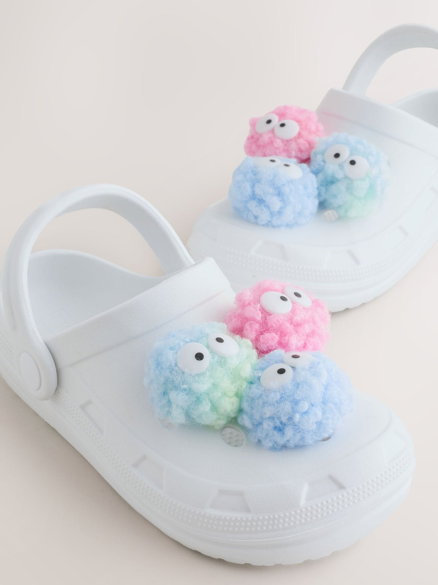 White Monster Pom Clogs image 3