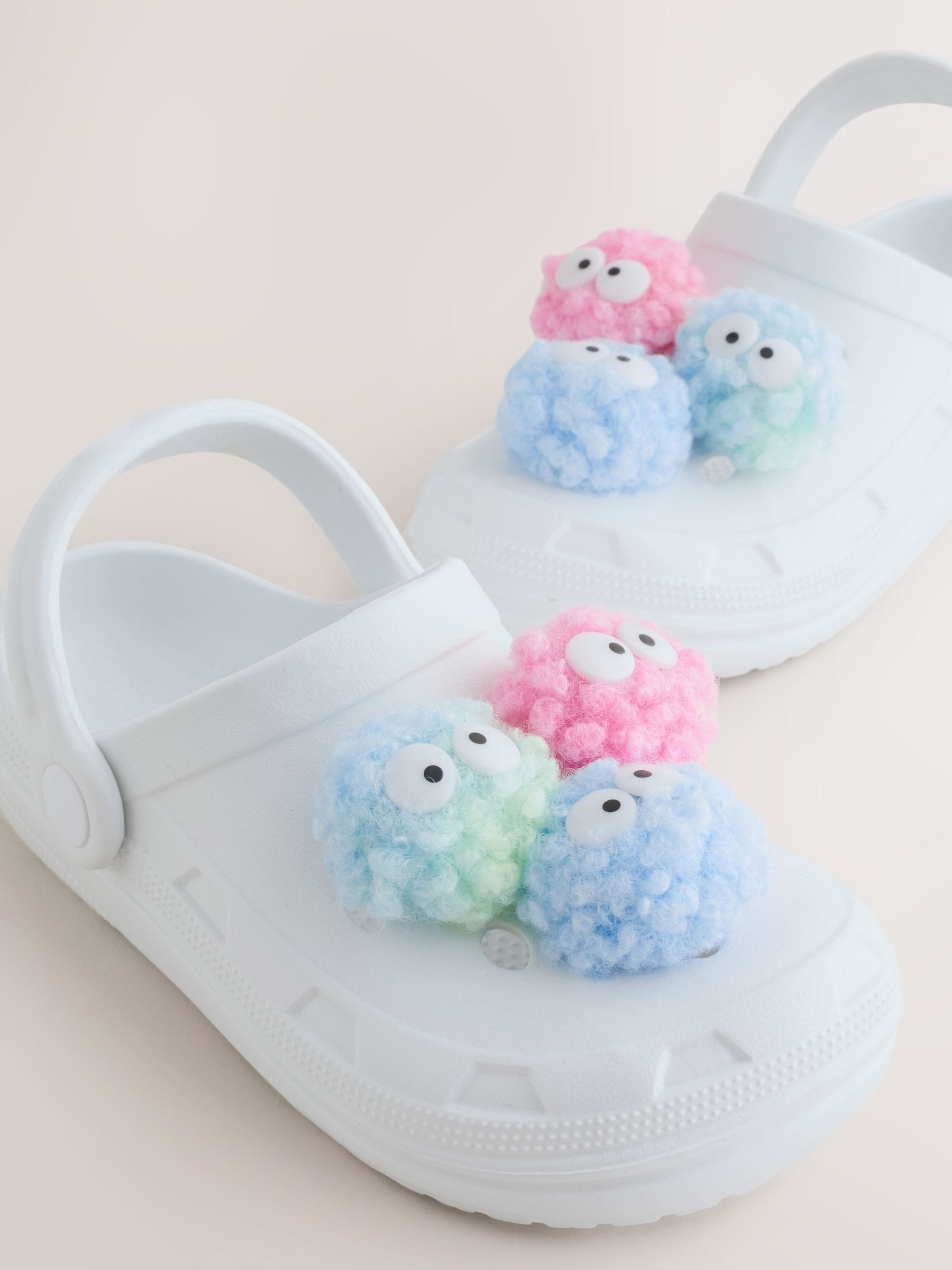 White Monster Pom Clogs image 3