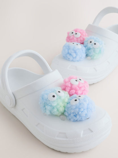 White Monster Pom Clogs image 3