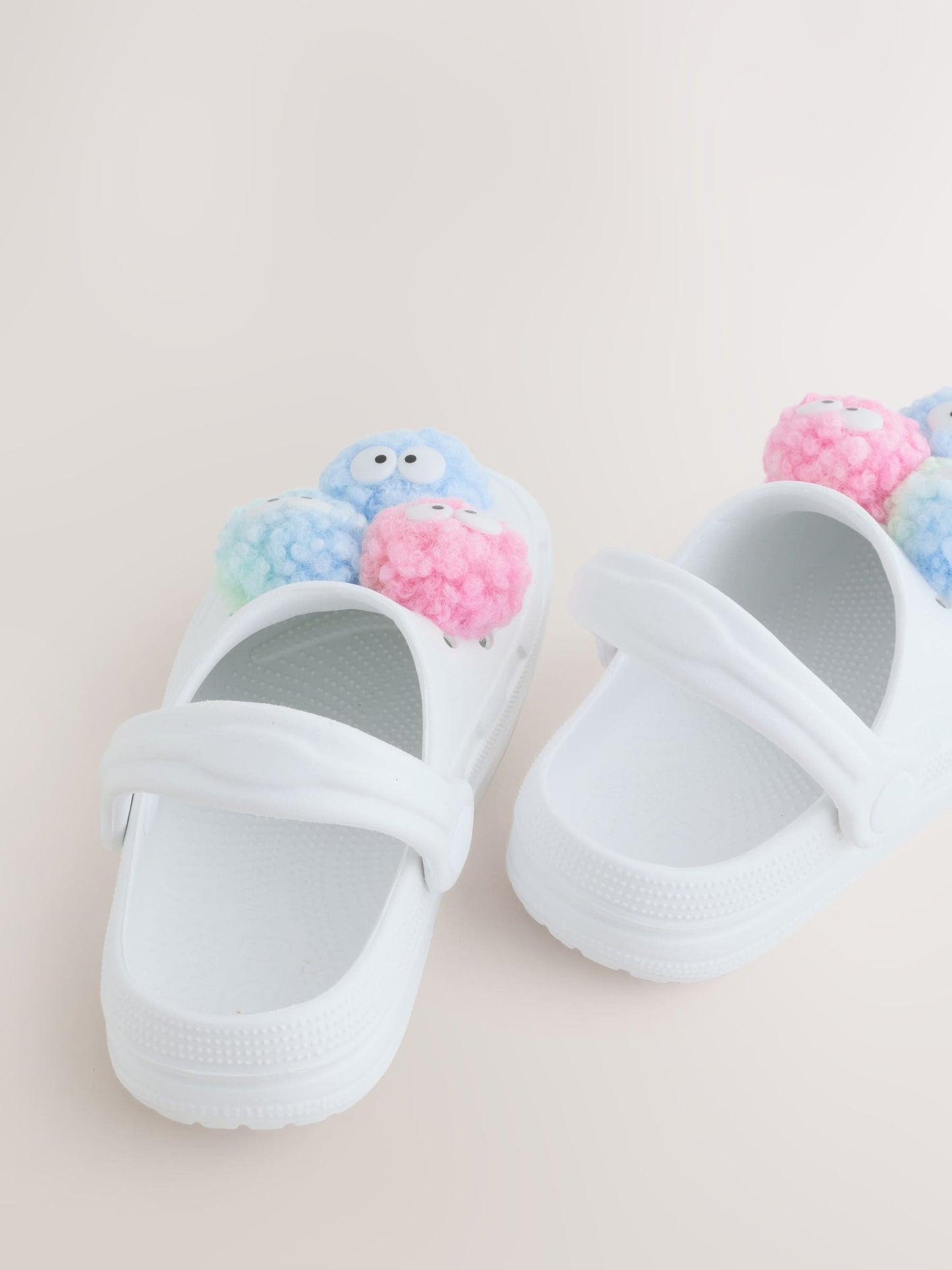 White Monster Pom Clogs image 4