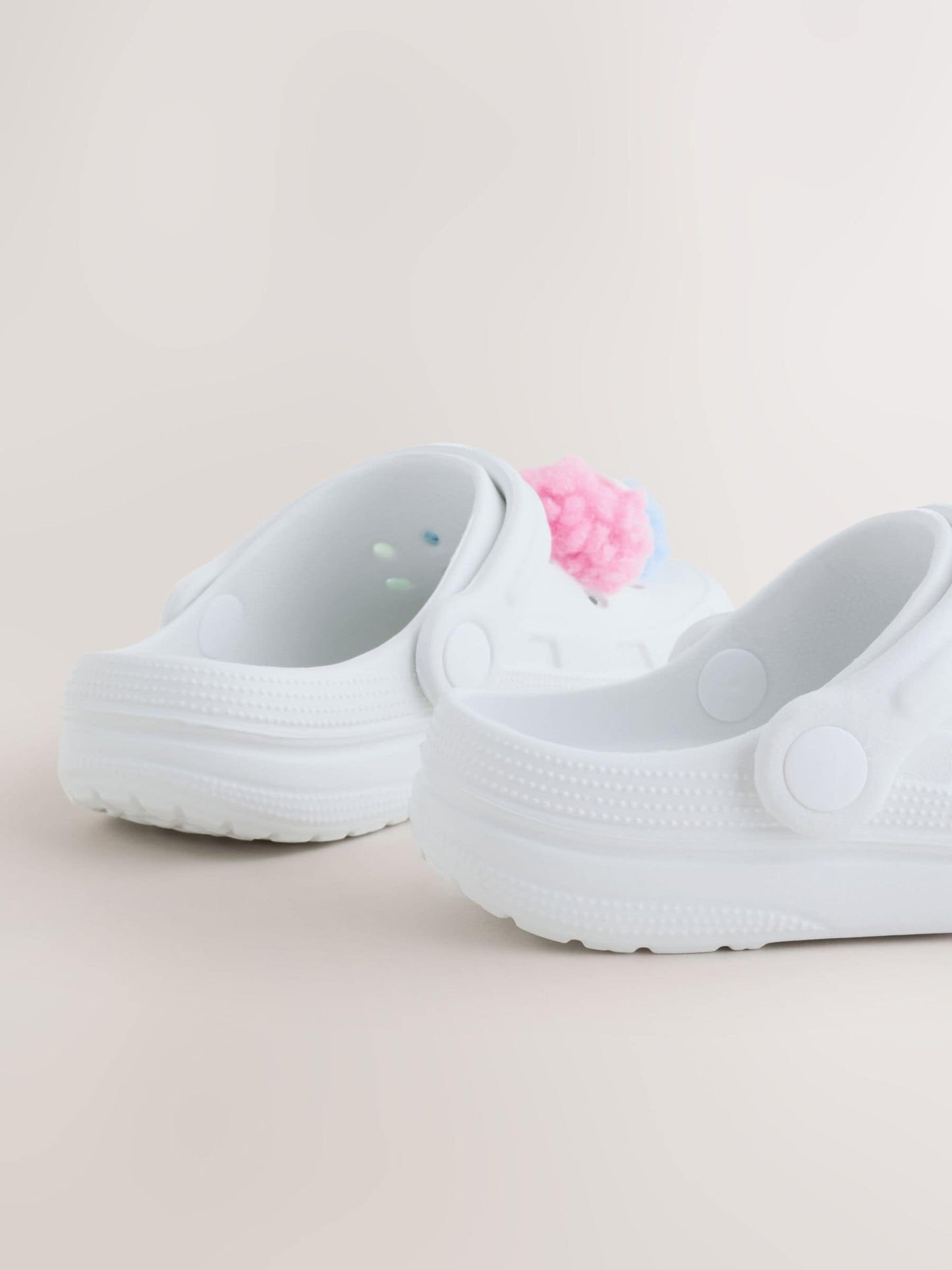 White Monster Pom Clogs image 5