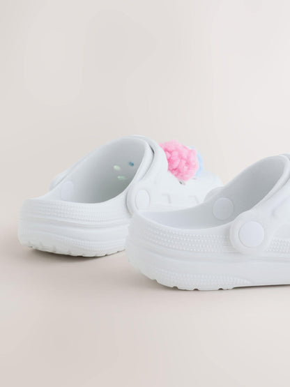 White Monster Pom Clogs image 5