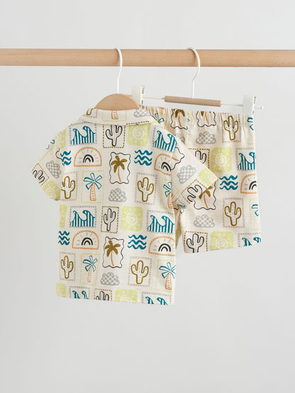 Neutral Palm Print Shirt and Shorts Baby Set (0mths-2yrs) image 4