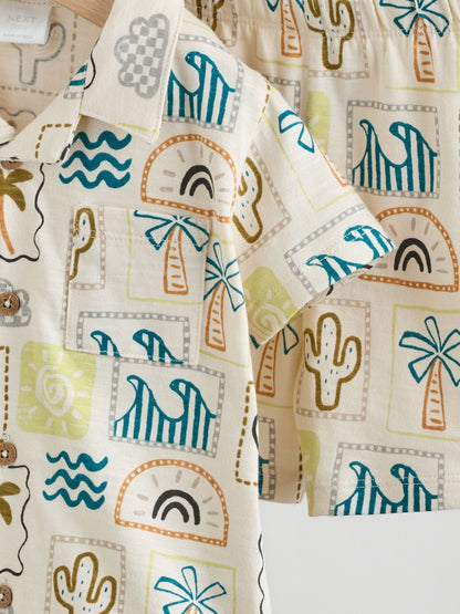 Neutral Palm Print Shirt and Shorts Baby Set (0mths-2yrs) image 7