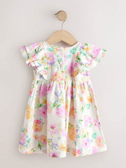 Lilac Floral Linen Frill Sleeve Dress (3mths-8yrs) image 6