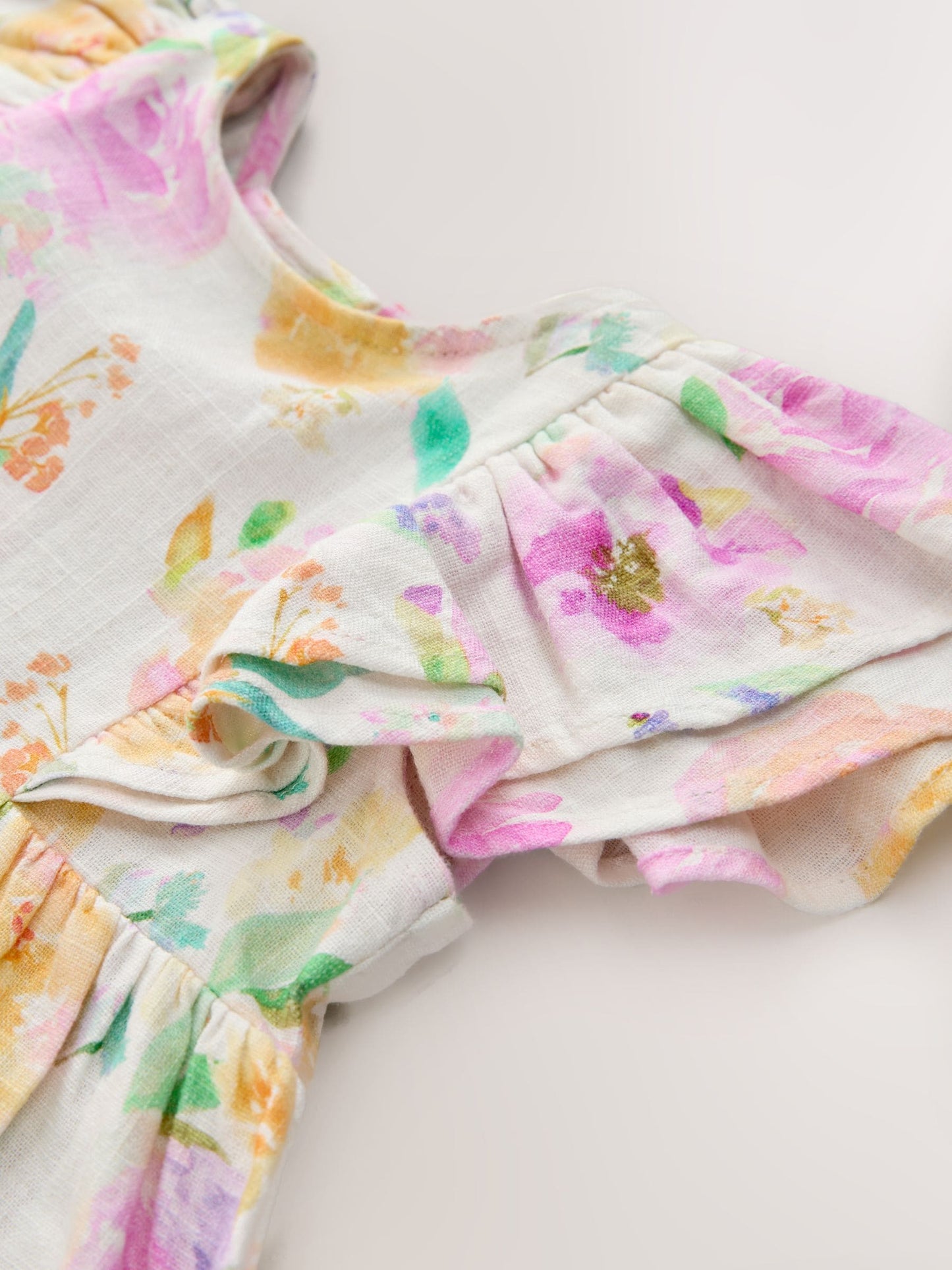 Lilac Floral Linen Frill Sleeve Dress (3mths-8yrs) image 7
