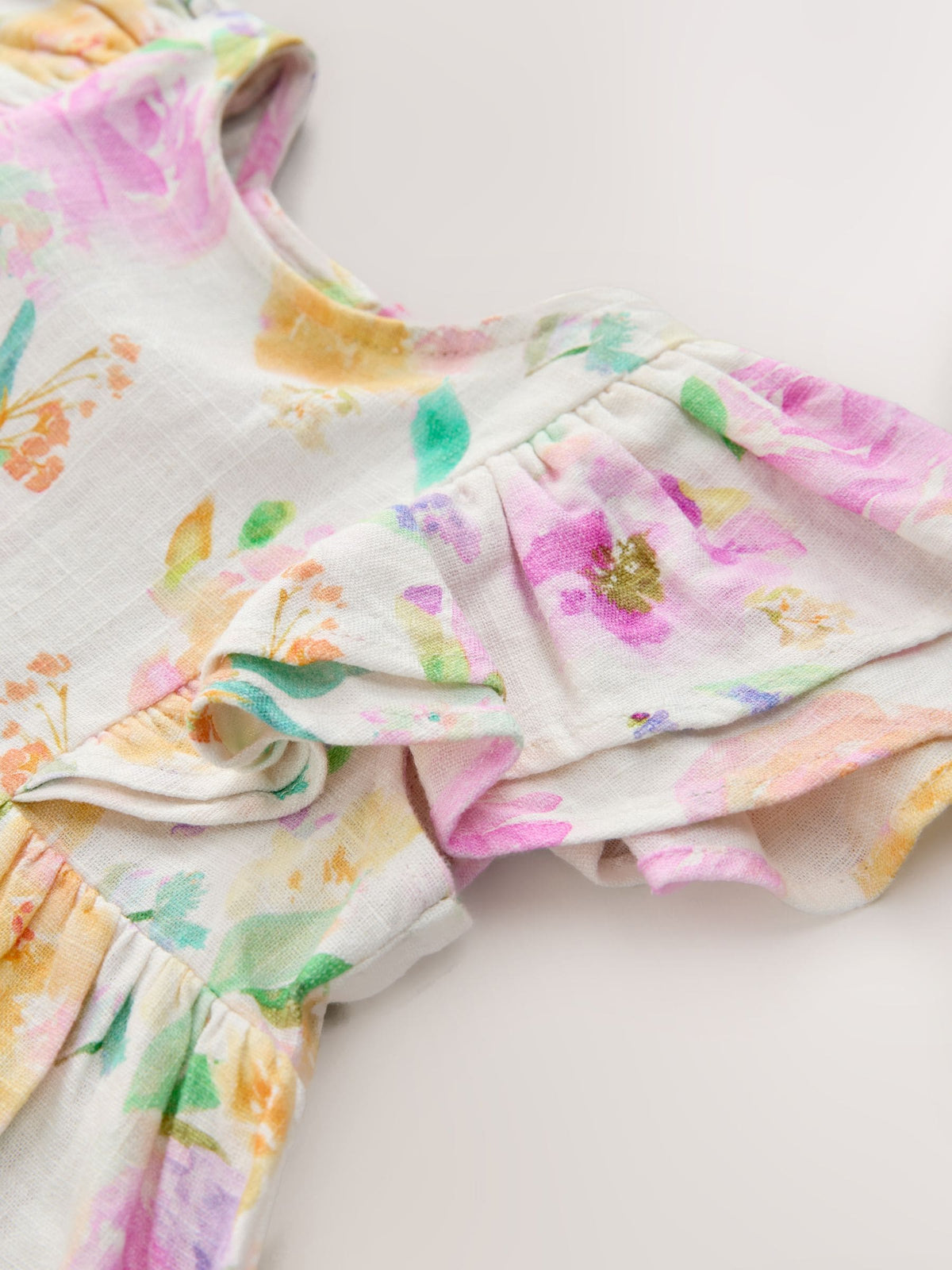 Lilac Floral Linen Frill Sleeve Dress (3mths-8yrs) image 7