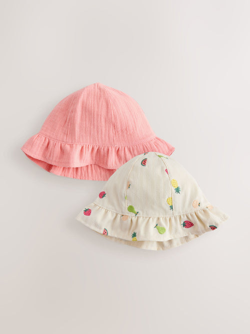 Bright Fruit Embroidered Baby Bucket Hats 2 Pack (0mths-2yrs) image 1