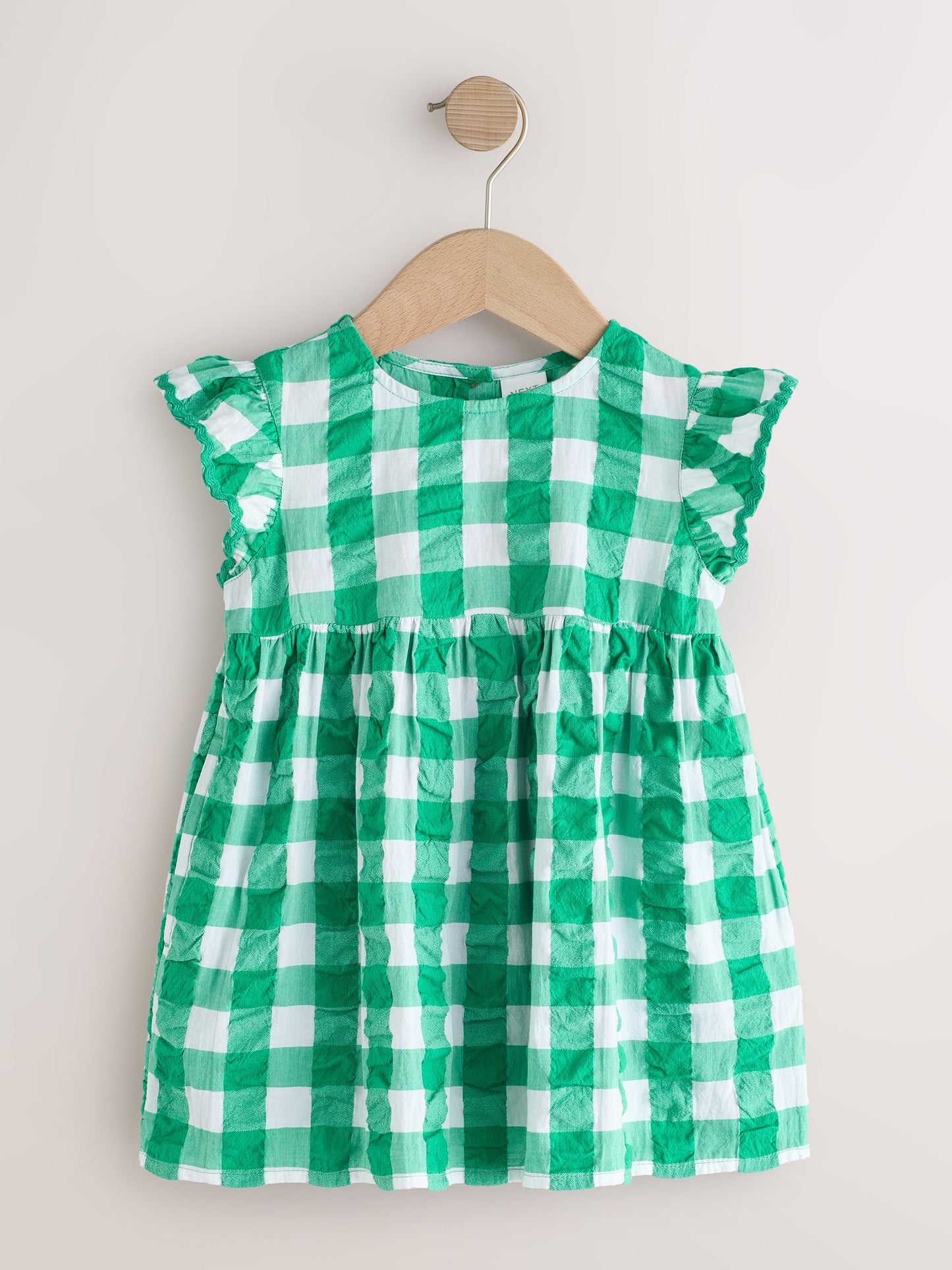 Green Check Ric Rac Frill Sleeve Dress (3mths-8yrs) image 5