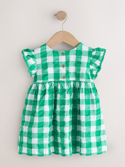 Green Check Ric Rac Frill Sleeve Dress (3mths-8yrs) image 6