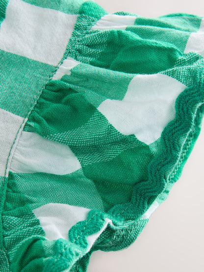 Green Check Ric Rac Frill Sleeve Dress (3mths-8yrs) image 8