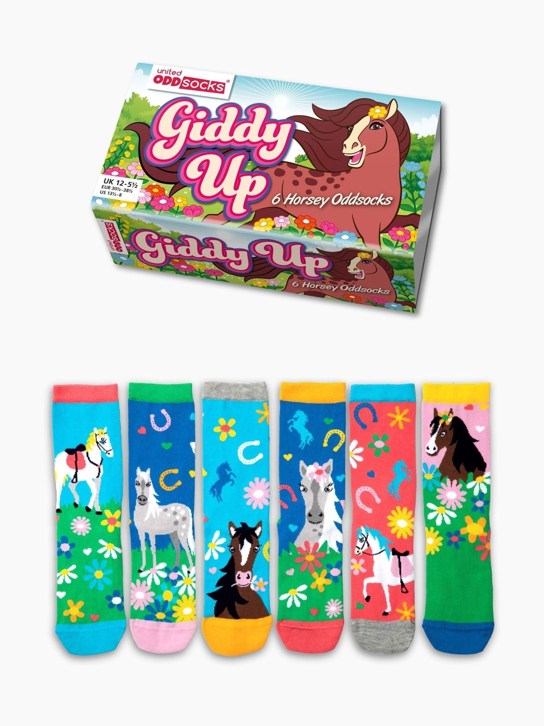 United Odd Socks Pink Giddy Up Girls Socks 6 pack image 1
