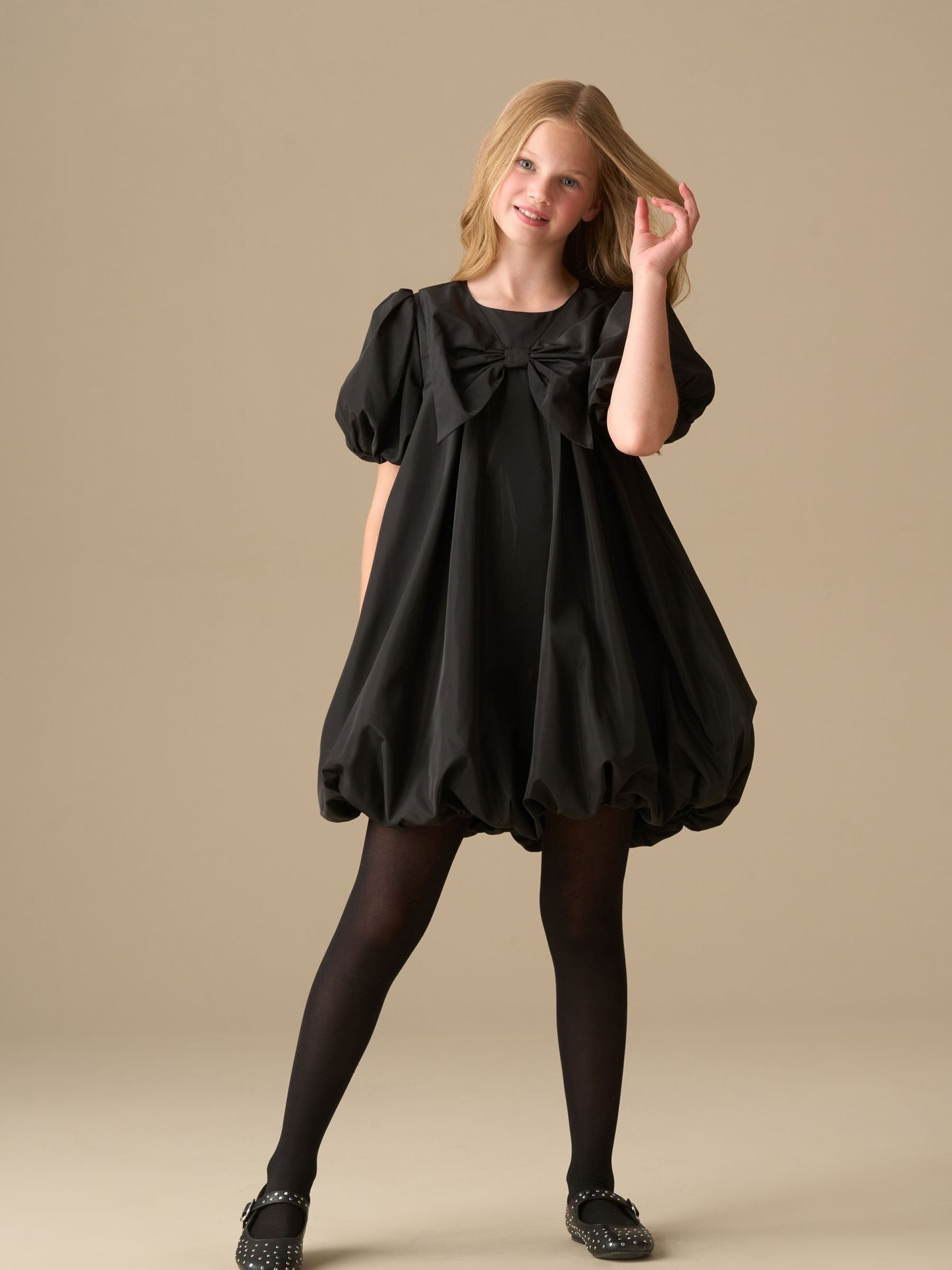Angel & Rocket Black Nadia Puffball Bow Collar Dress image 2
