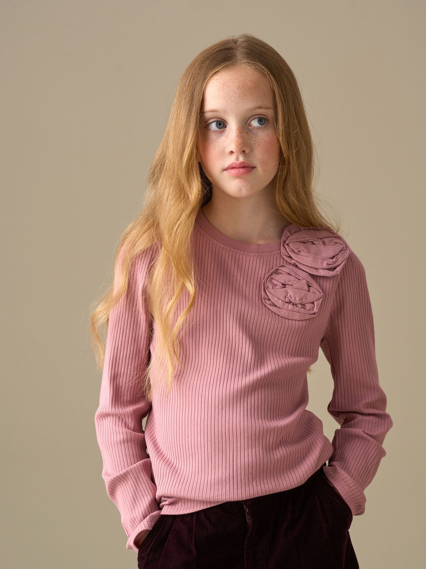 Dsiney Kidz - Angel & Rocket Pink Lizzy Corsage Rib Long Sleeves Top image 1
