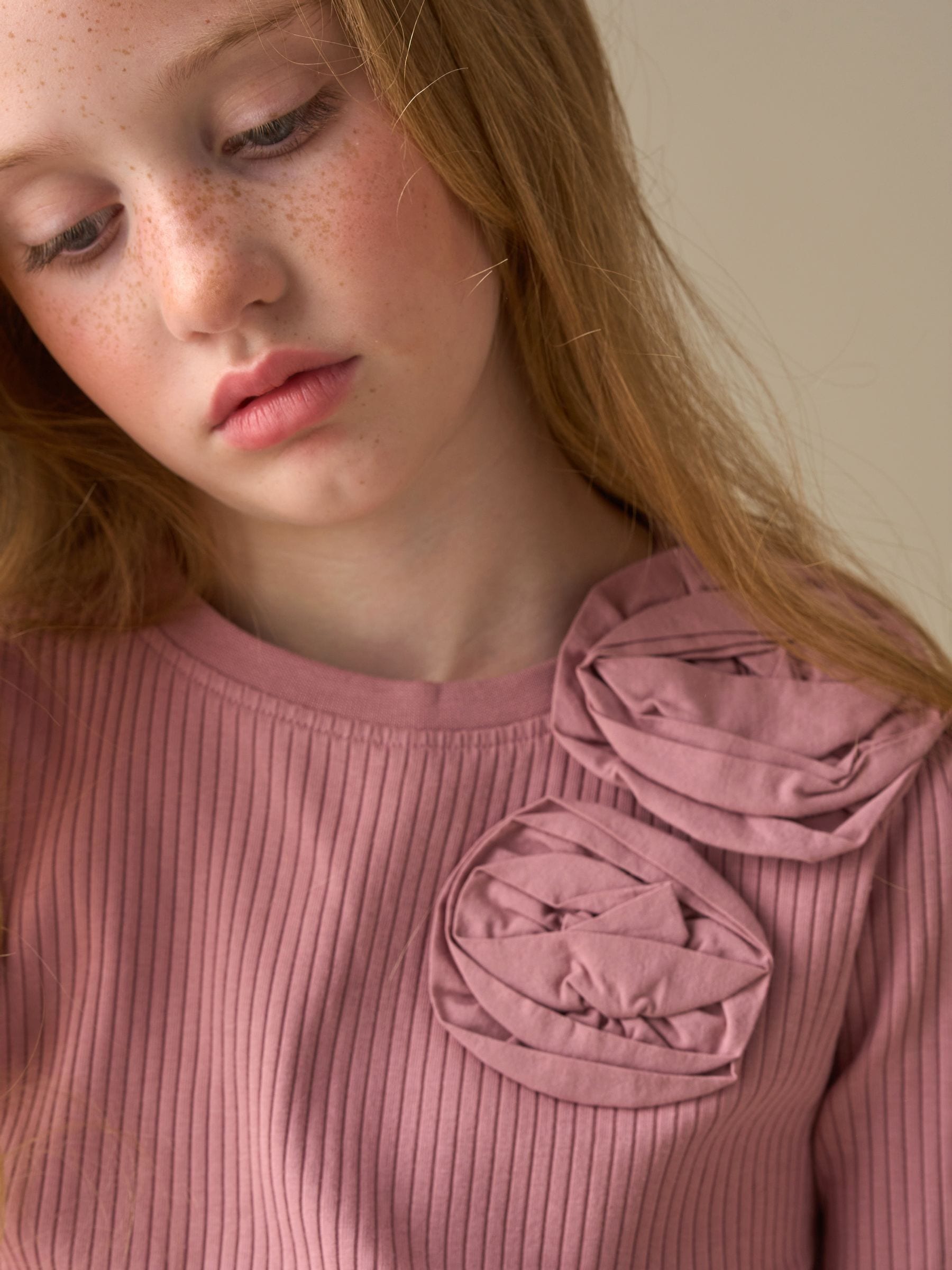 Dsiney Kidz - Angel & Rocket Pink Lizzy Corsage Rib Long Sleeves Top image 2