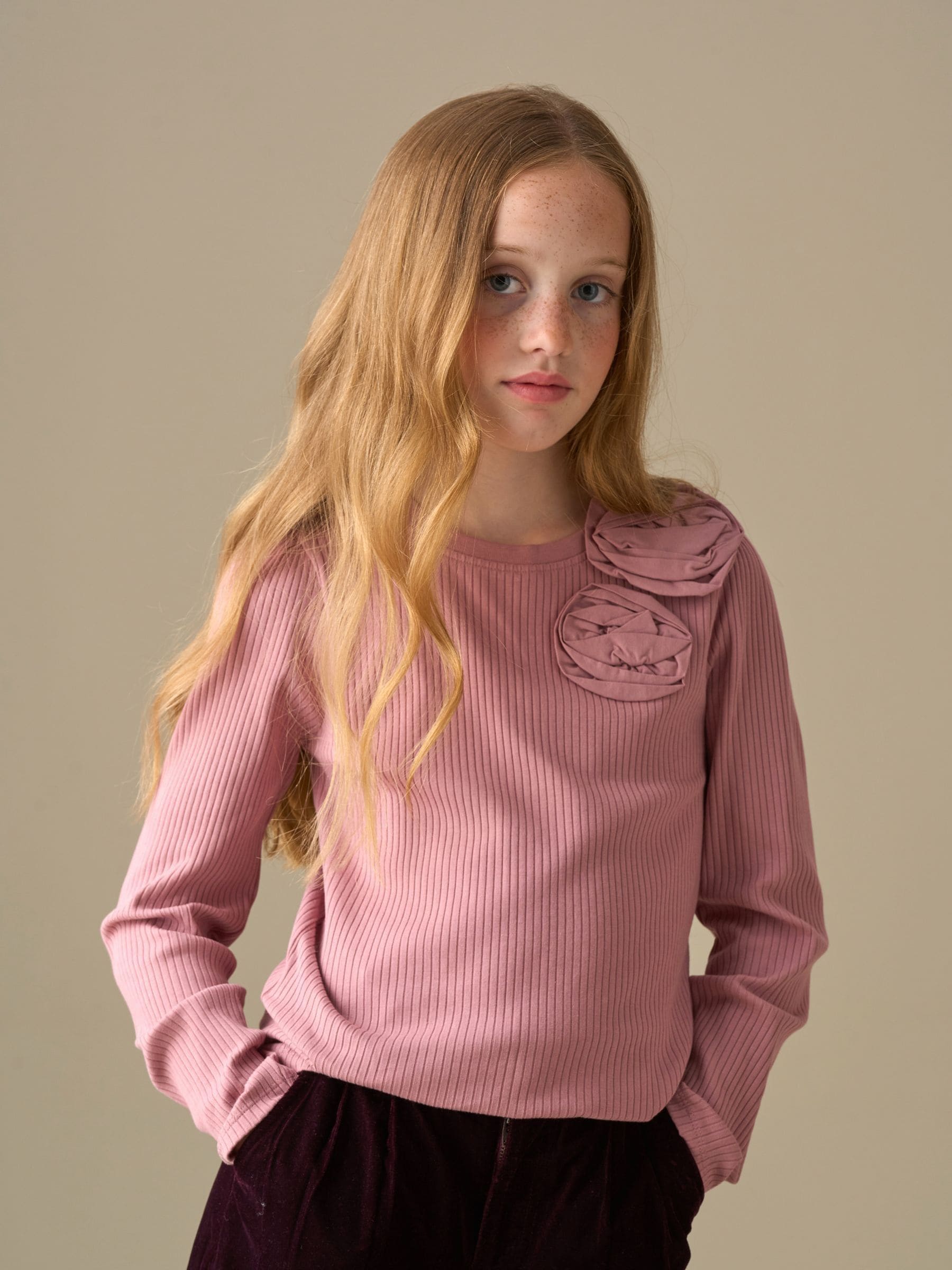 Dsiney Kidz - Angel & Rocket Pink Lizzy Corsage Rib Long Sleeves Top image 3