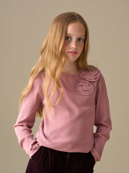 Dsiney Kidz - Angel & Rocket Pink Lizzy Corsage Rib Long Sleeves Top image 3