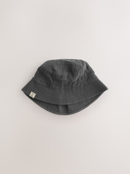 Grey Stampy Printed Woven Baby Bucket Hats 2 Pack image 2