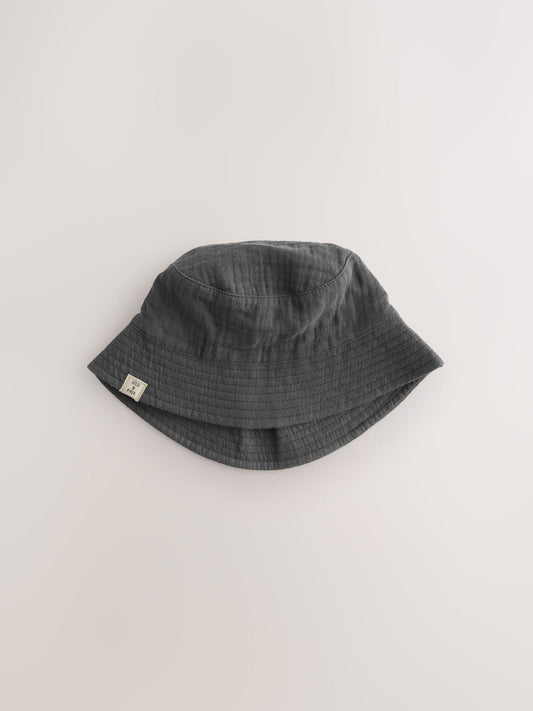 Grey Stampy Printed Woven Baby Bucket Hats 2 Pack image 2