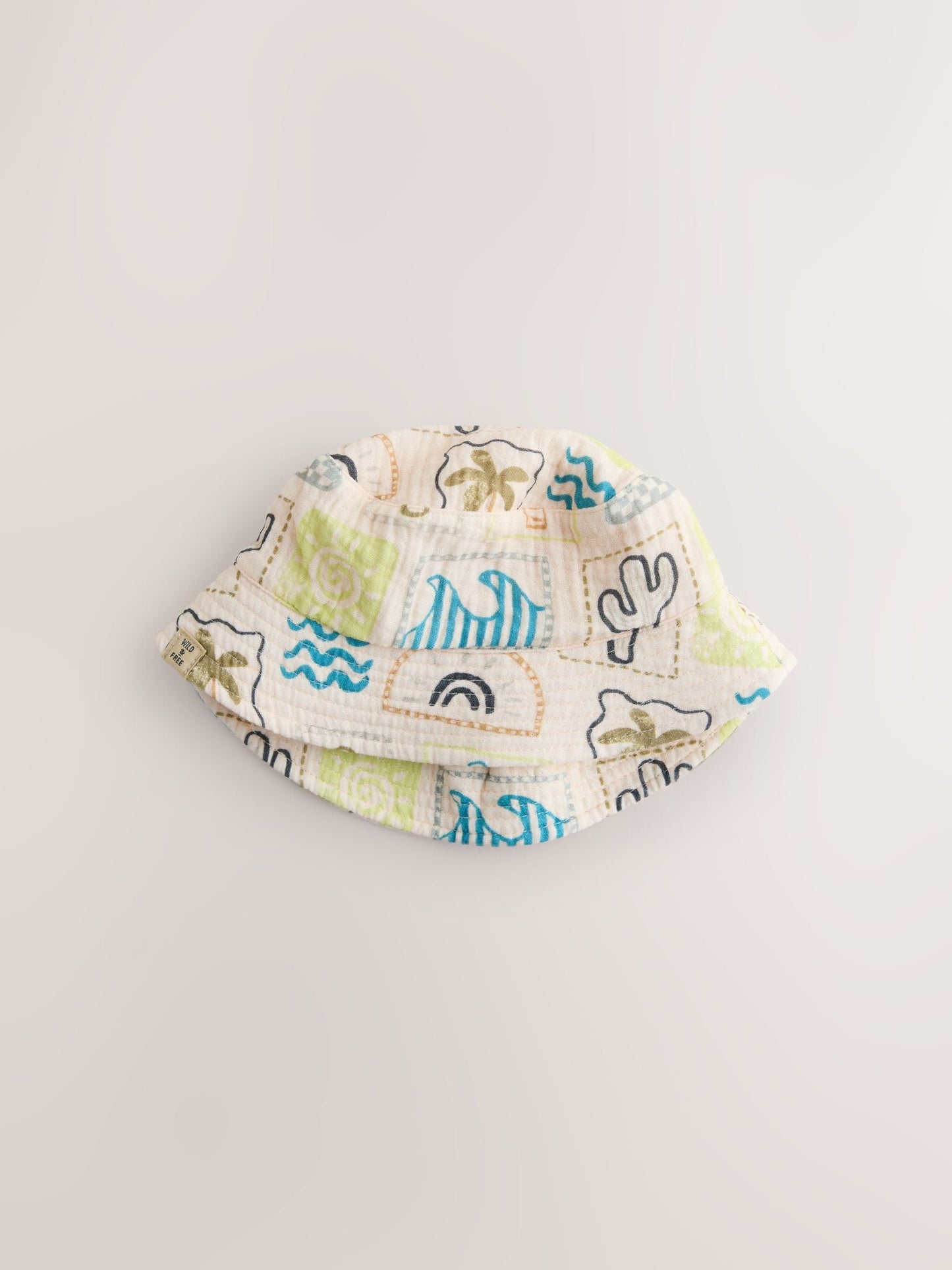Grey Stampy Printed Woven Baby Bucket Hats 2 Pack image 3