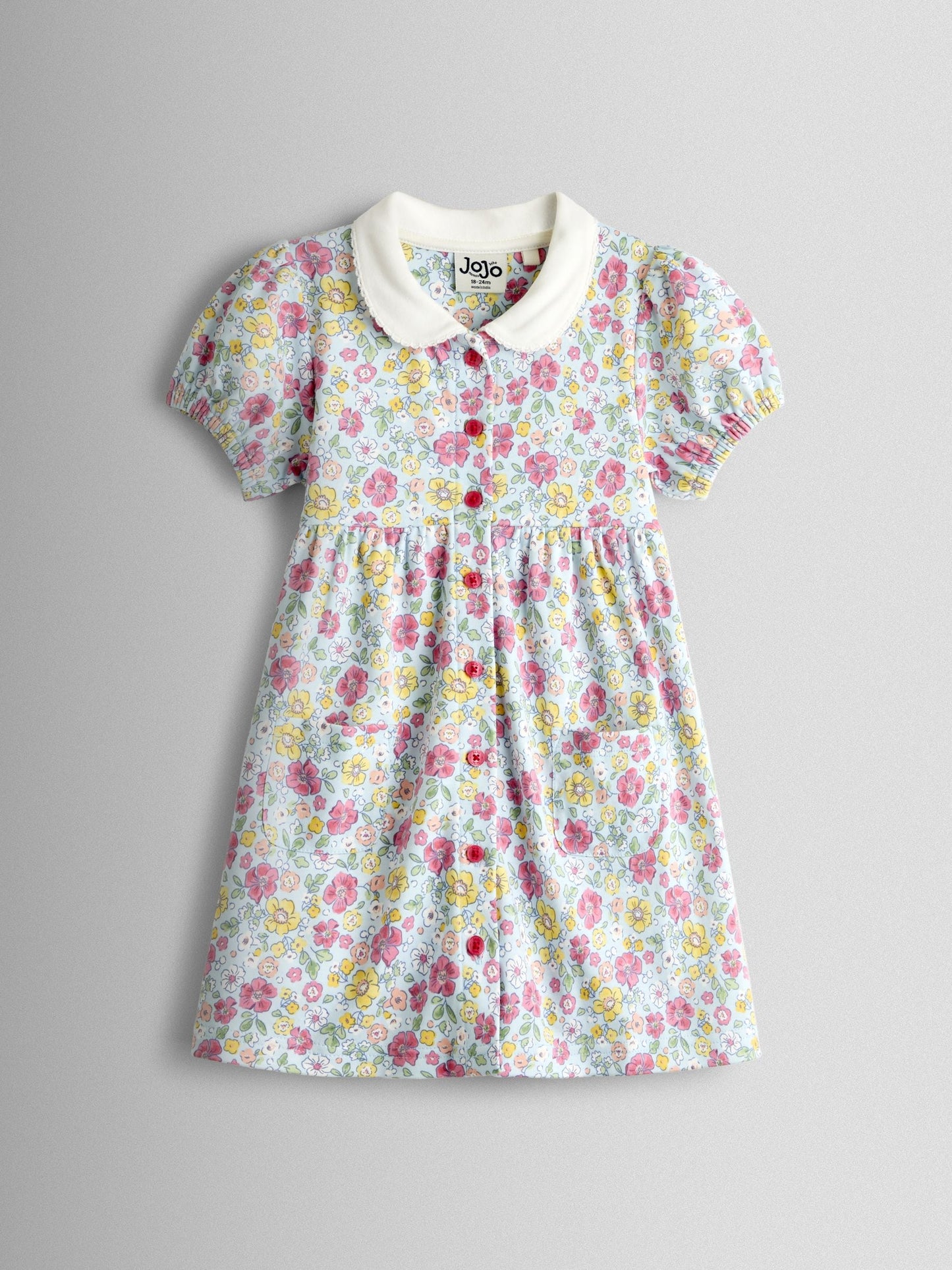 JoJo Maman Bébé Blue Pet In Pocket Button Down Dress image 1