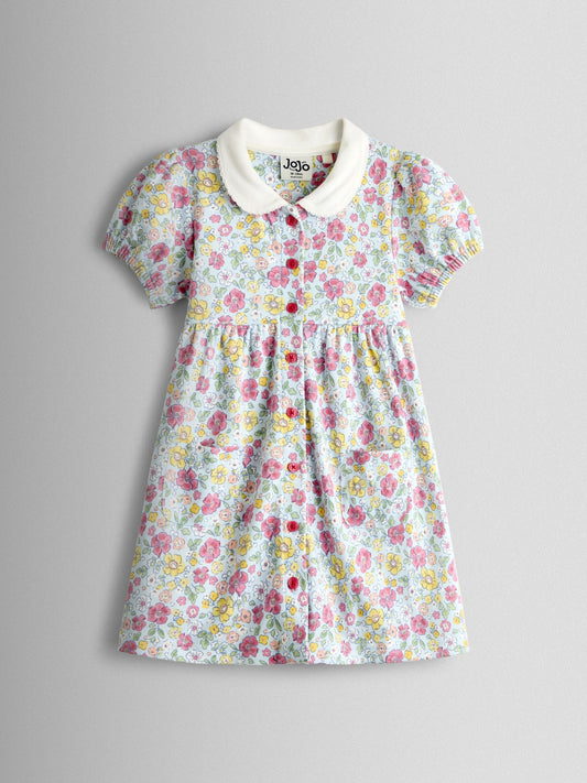 JoJo Maman Bébé Blue Pet In Pocket Button Down Dress image 1