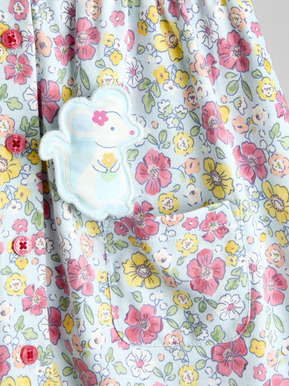 JoJo Maman Bébé Blue Pet In Pocket Button Down Dress image 3