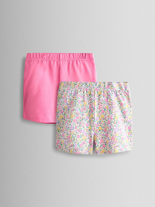 JoJo Maman Bébé Fucshia Pink Floral 2-Pack Cycle Shorts image 1