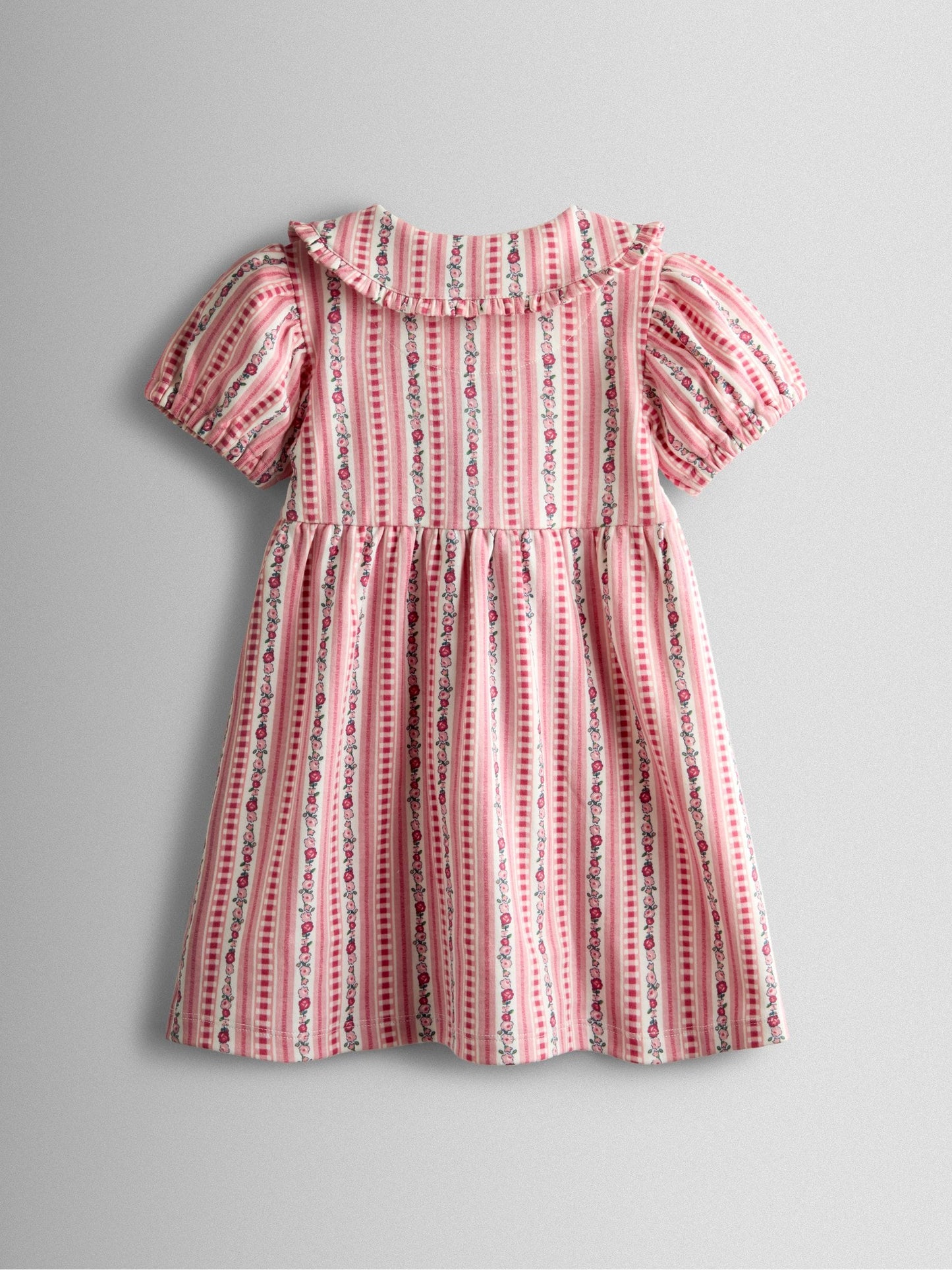 JoJo Maman Bébé Pink Floral Frill Collar Heart Pockets Dress image 2