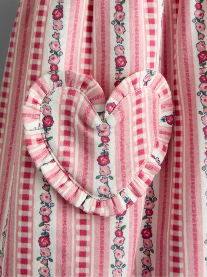 Dsiney Kidz - JoJo Maman Bébé Pink Floral Frill Collar Heart Pockets Dress image 4