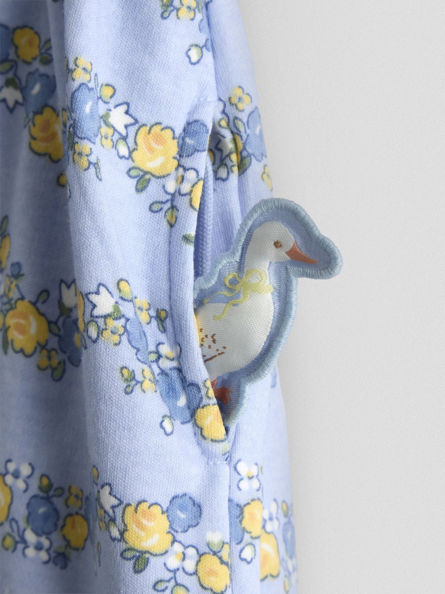 JoJo Maman Bébé Cornflower Blue Duck Floral Collared Pet In Pocket image 3