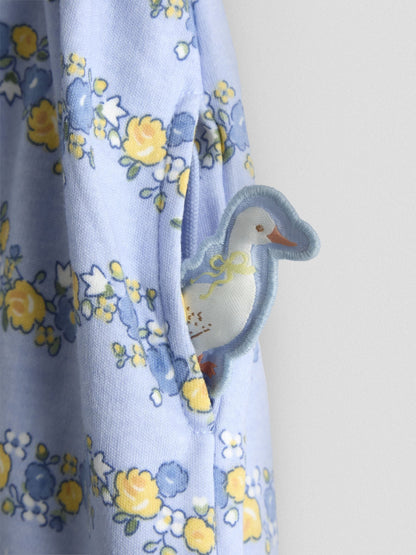 JoJo Maman Bébé Cornflower Blue Duck Floral Collared Pet In Pocket image 3