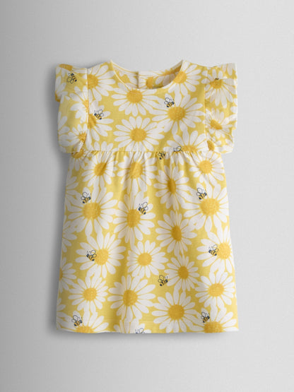Dsiney Kidz - JoJo Maman Bébé Yellow Daisy 2-Pack Frill Sleeve T-shirt image 3