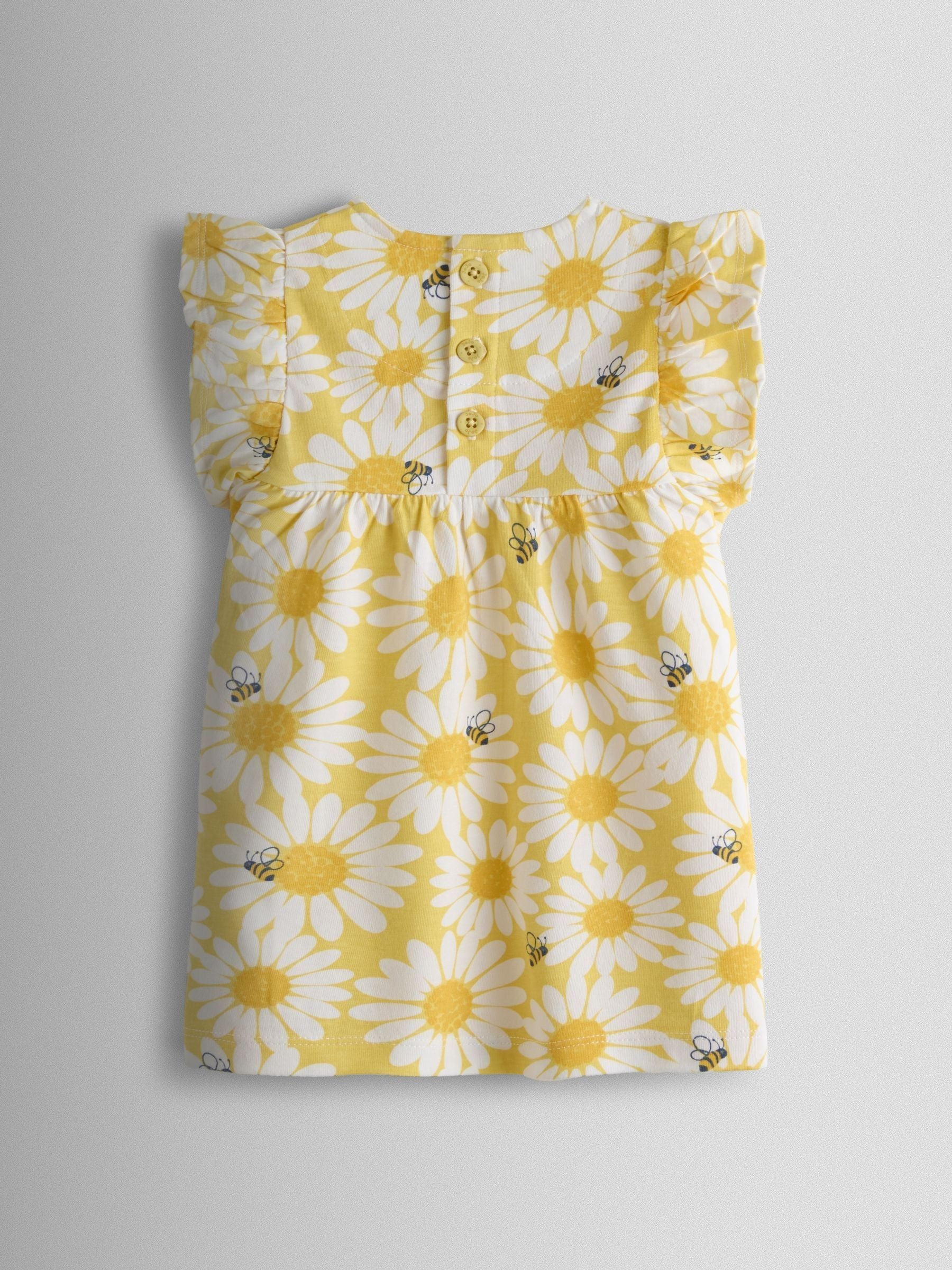 Dsiney Kidz - JoJo Maman Bébé Yellow Daisy 2-Pack Frill Sleeve T-shirt image 5