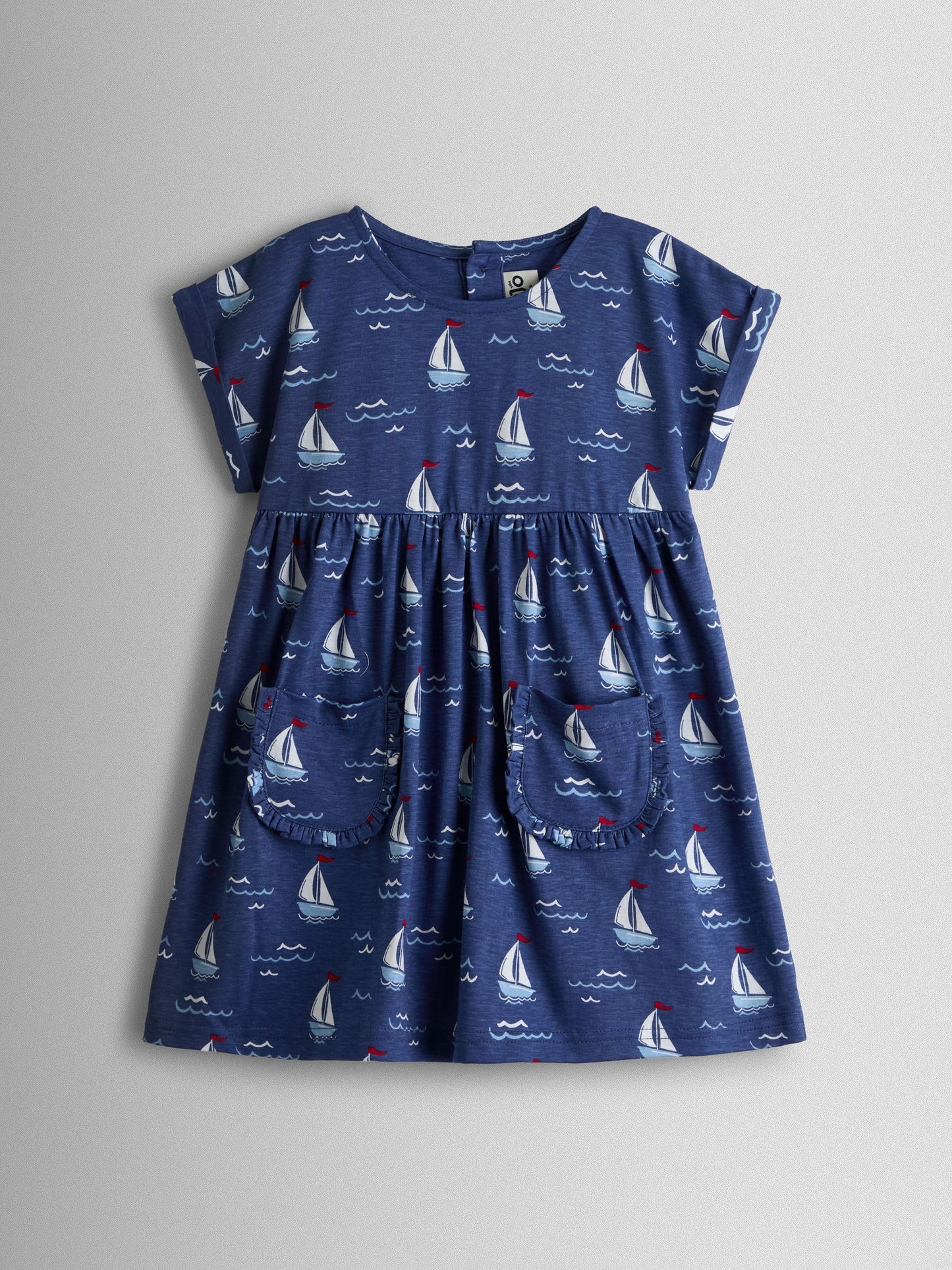 JoJo Maman Bébé Blue Nautical Jersey Dress image 1