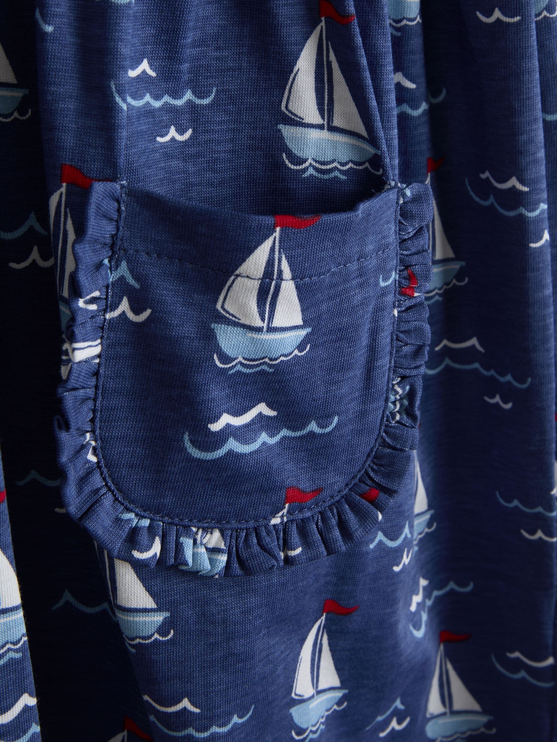 JoJo Maman Bébé Blue Nautical Jersey Dress image 3