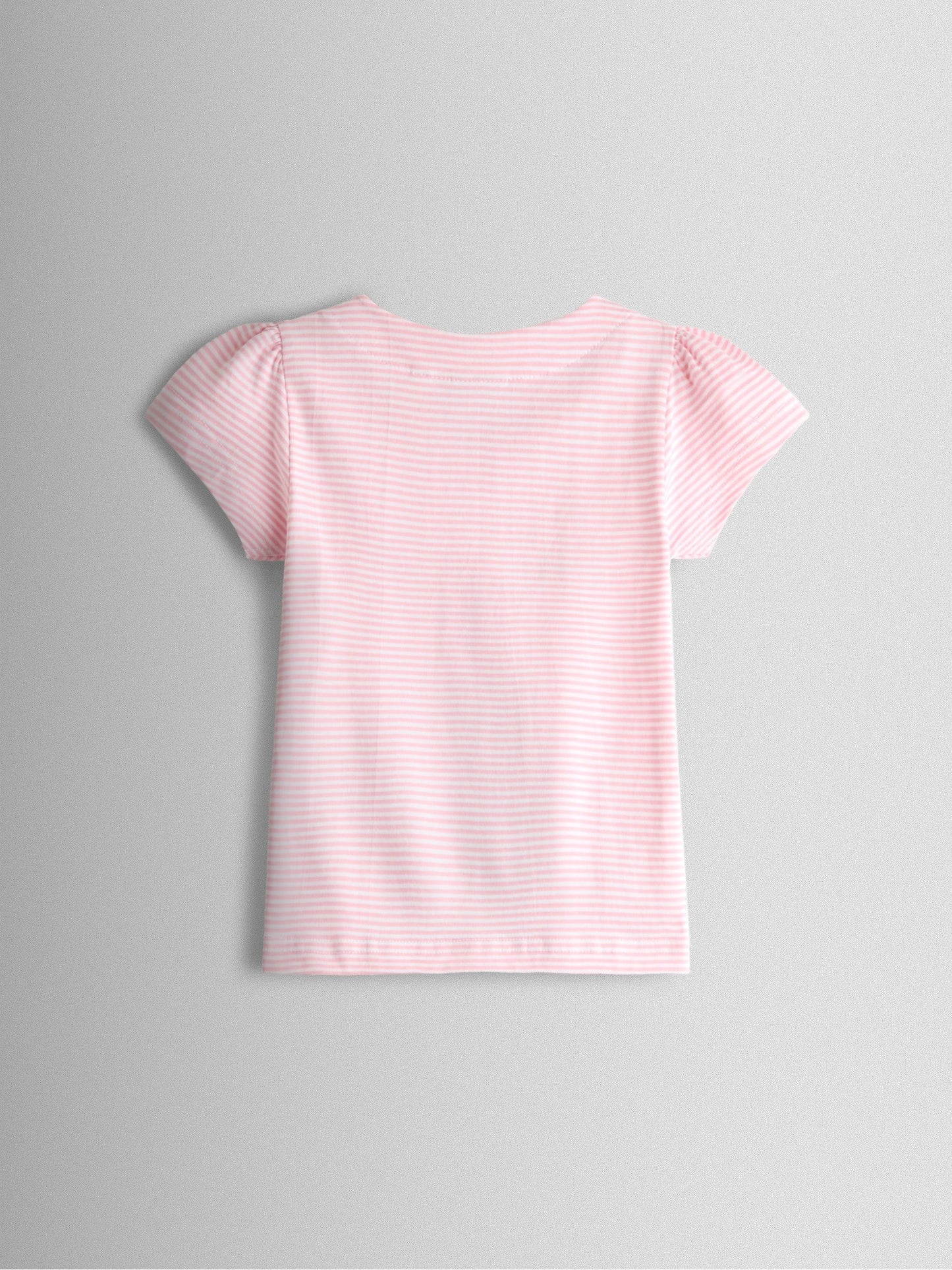 JoJo Maman Bébé Pink Strawberry Picnic Basket Appliqué Button Shoulder T-shirt image 2